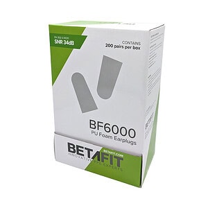 Betafit BF6000 Disposable Ear Plugs - SNR 34 - Box 200 Pairs Wrapped
